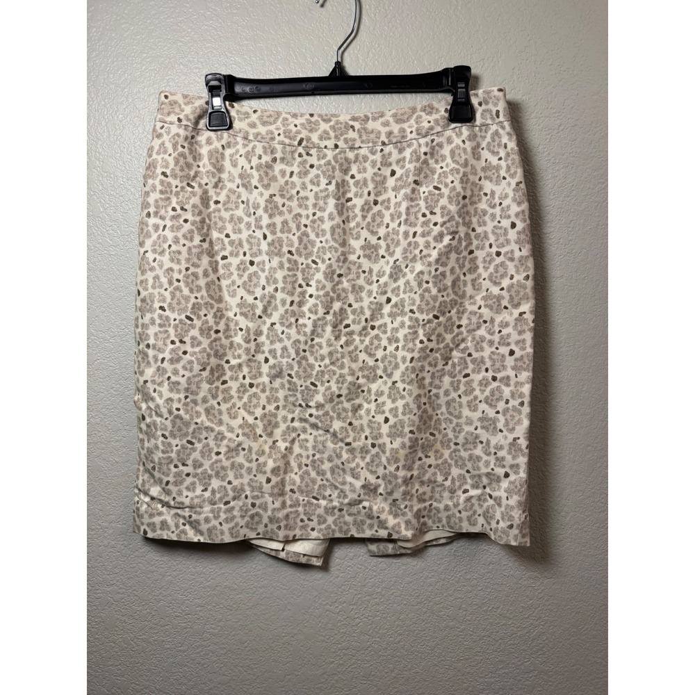Ann Taylor LOFT Neutral Animal Print Pencil Skirt Beige Grey Size 10
